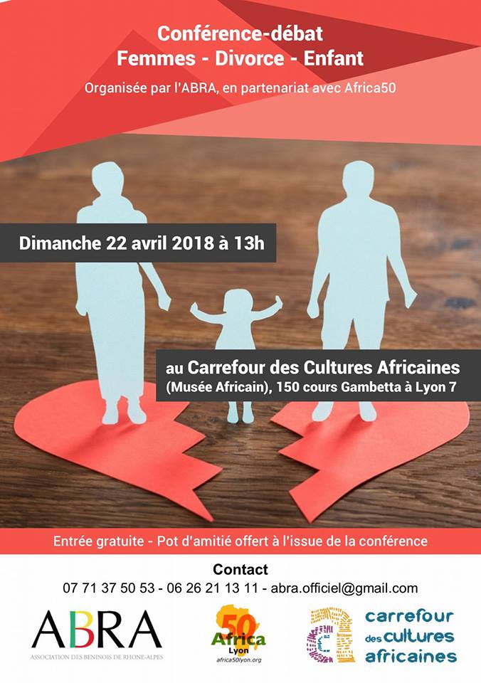 [CONFERENCE] Femmes – Divorce et enfants organisée par l’ABRA Dimanche 22 avril 2018 au CCA Lyone 7e