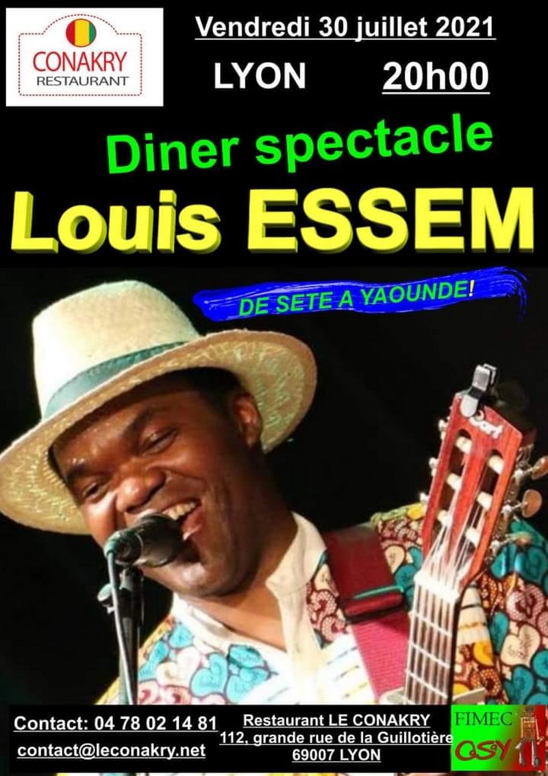 [MUSIQUE] Dîner-spectacle « De Sète à Yaoundé » avec Louis ESSEM au Conakry (7e) vendredi 30 juillet à 20h