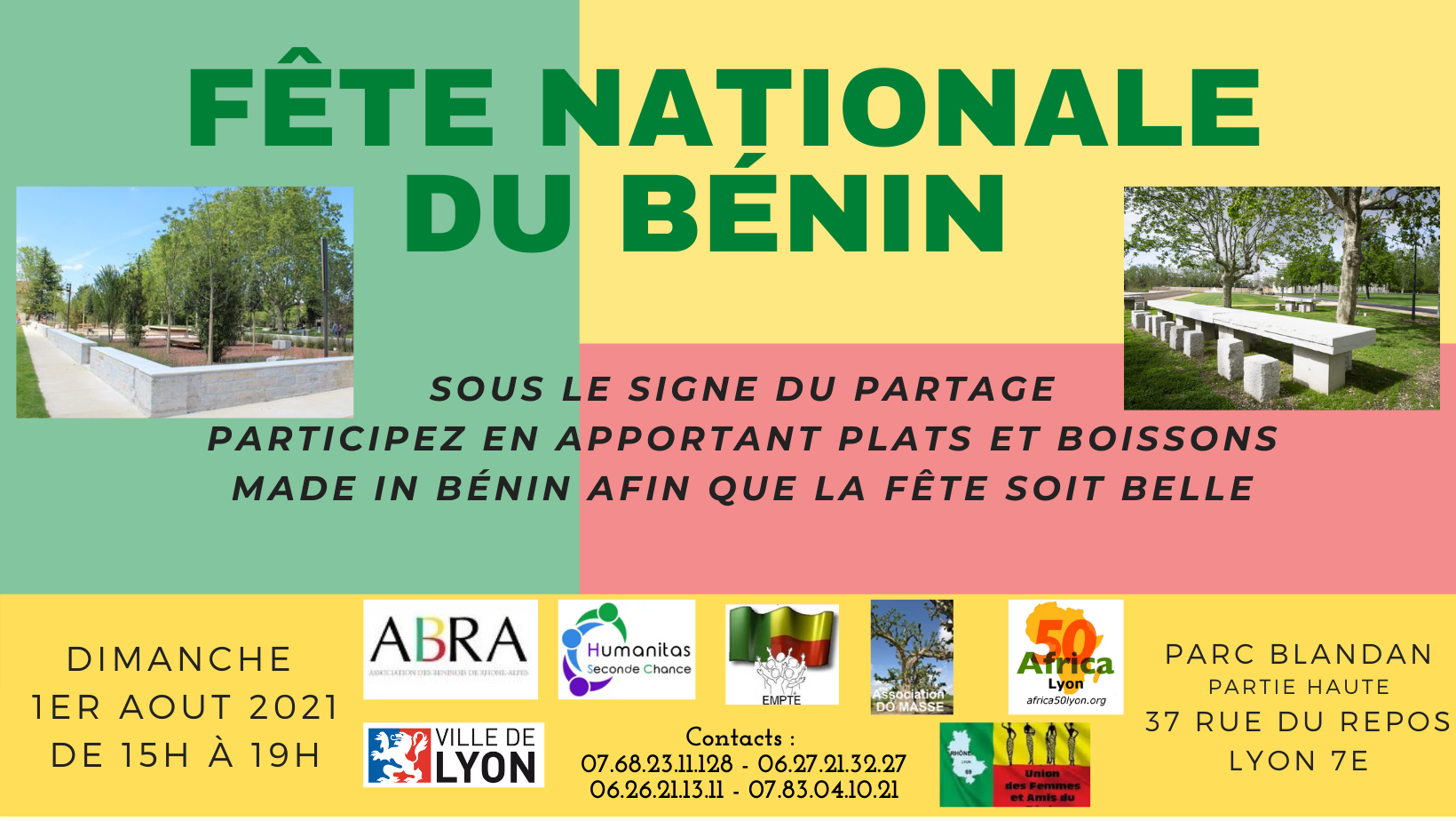 [BENIN] Les associations béninoises organisent la Fête Nationale dimanche 1er aout 2021 à Lyon