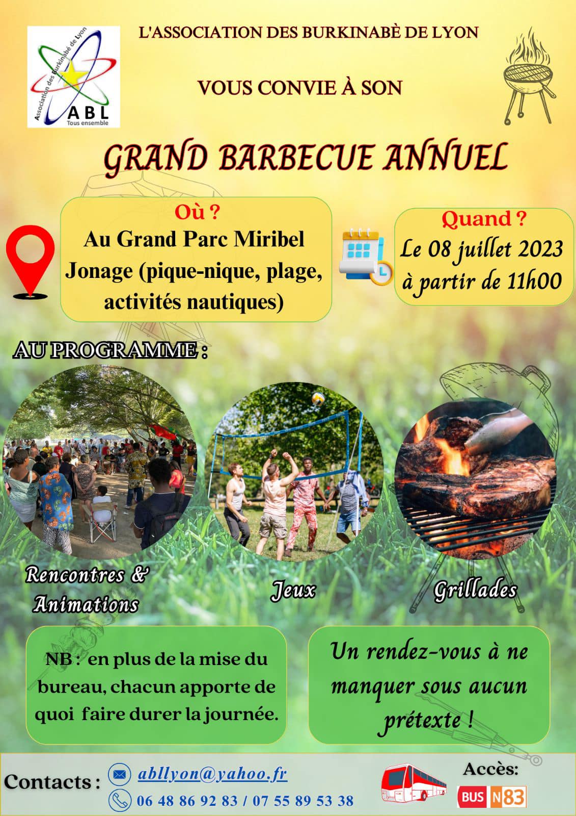 [BURKINA] L’ABL organise son traditionnel barbecue  d’été annuel au par de Miribel (69) samedi 8 juillet 2023
