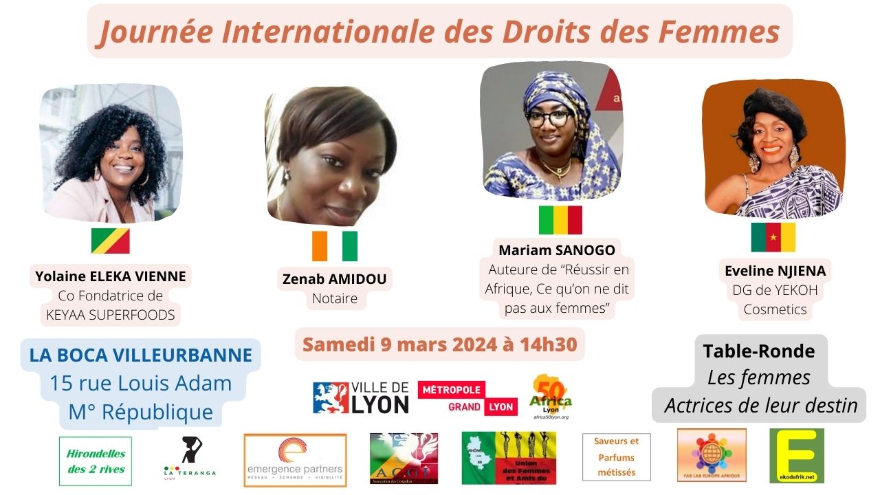 [TABLE-RONDE] « Les femmes Actrices de leur destin » Journée Internationale des Droits des Femmes samedi 9 mars 2024 à Villeurbanne (69)
