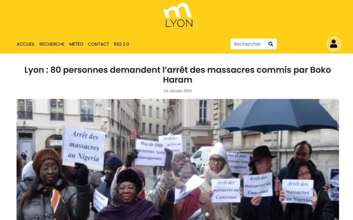 [PRESSE] « Lyon : 80 personnes demandent l’arrêt des massacres commis par Boko Haram » (mlyon.fr)