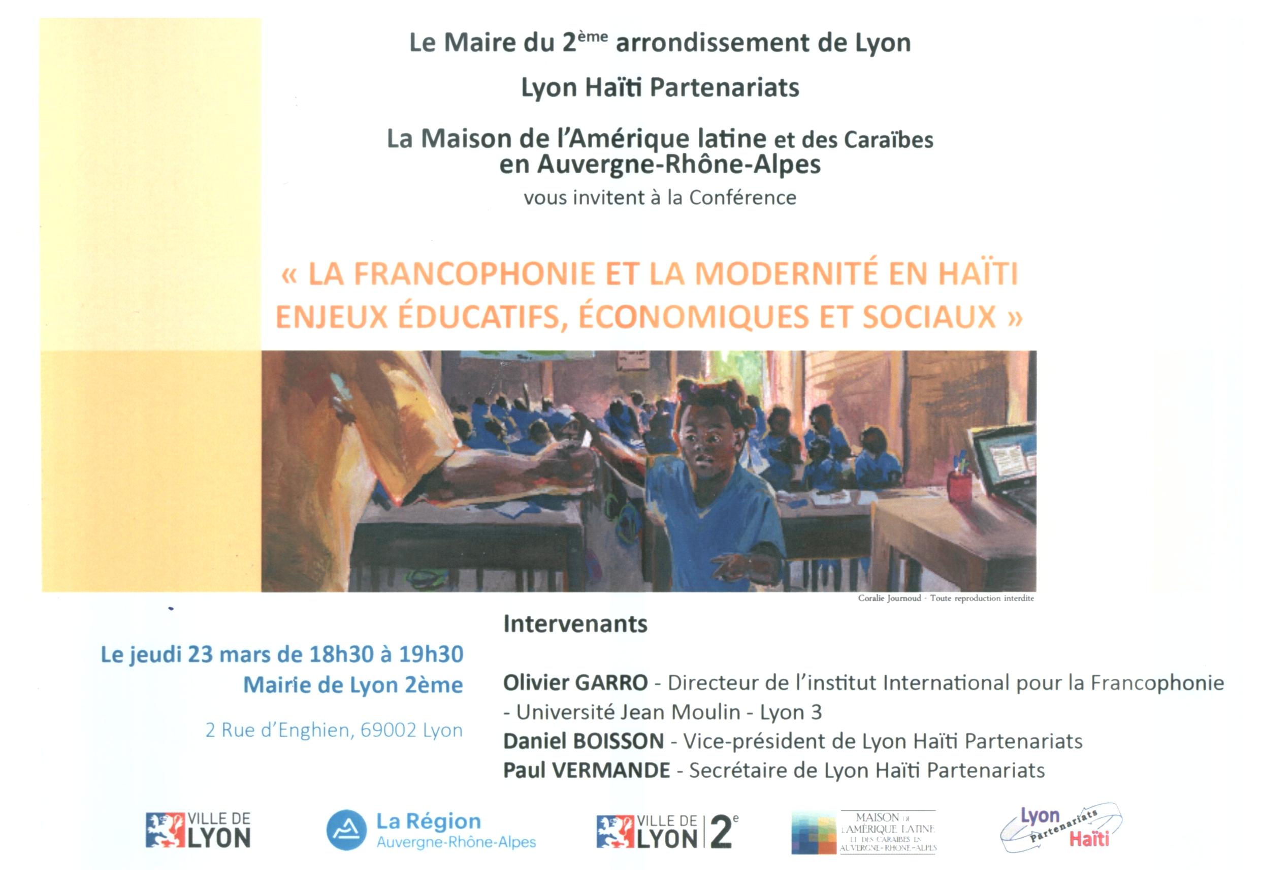 Lyon Haïti Partenariats a organisé une conférence autour de la Francophonie le 23 mars 2017