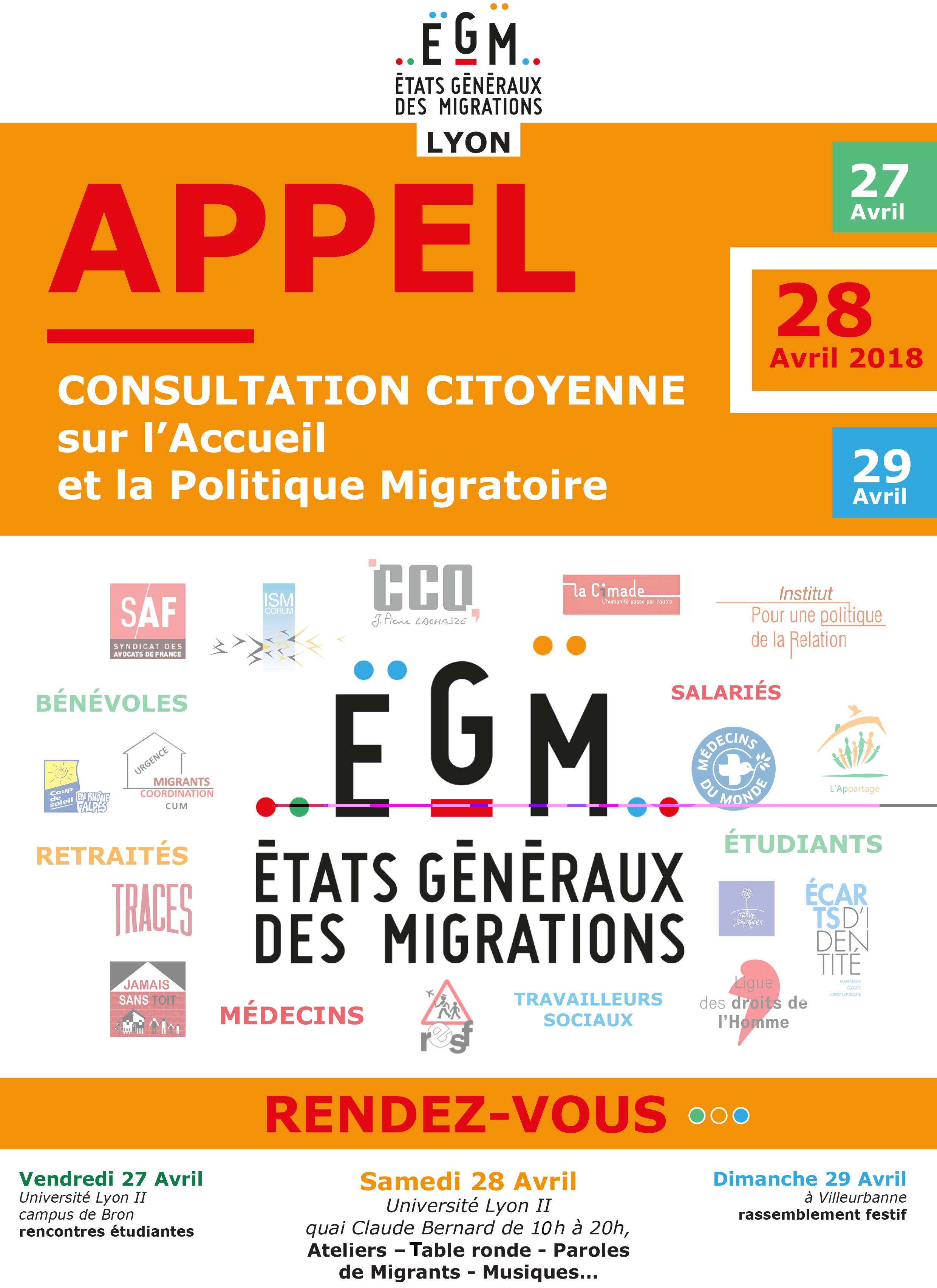 [DEBAT] Consultation citoyenne « Pour une politique migratoire humaine et digne »samedi 28 avril 2018 à Lyon