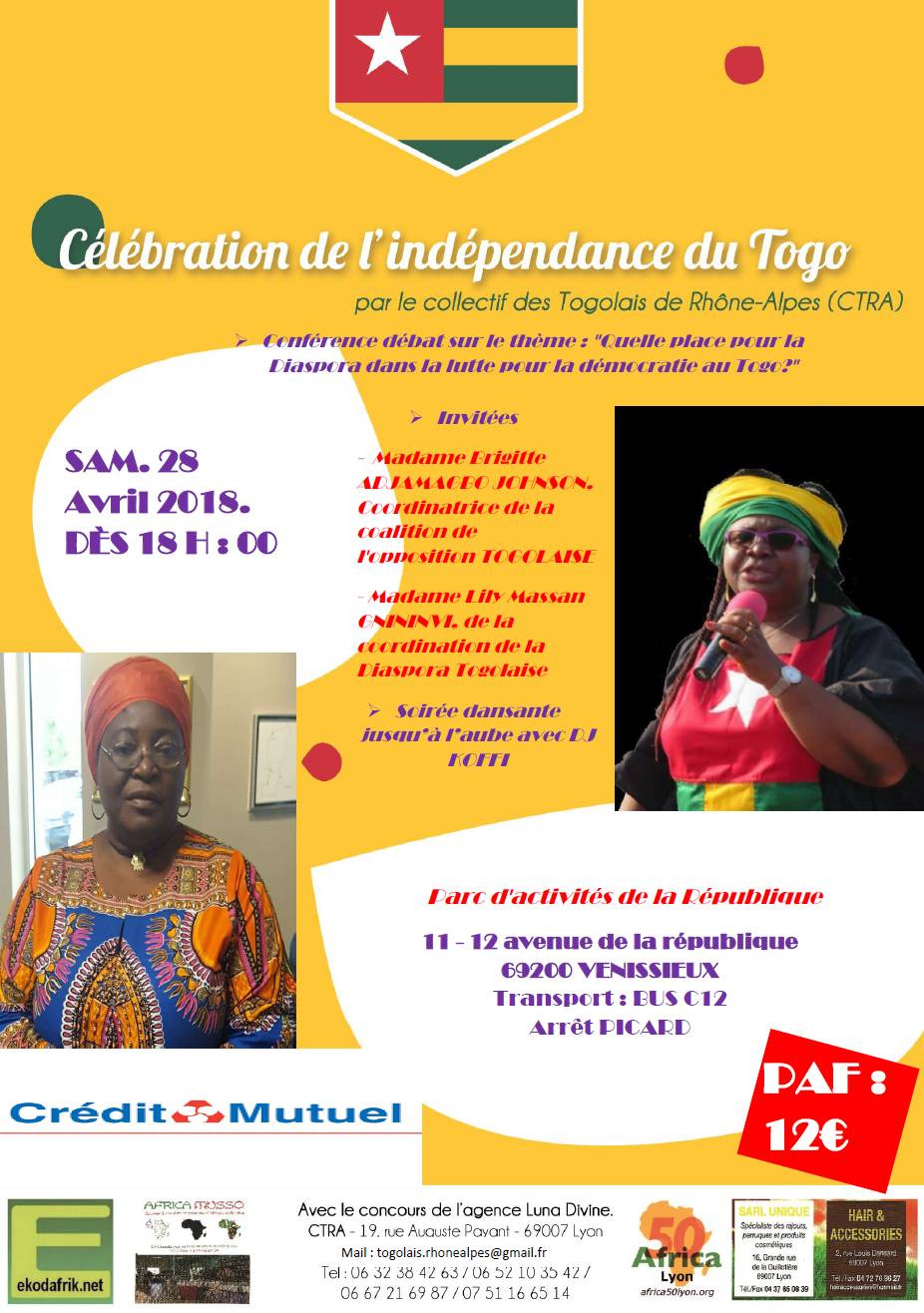 [TOGO] Célébration de la fête de l’indépendance à Lyon samedi 28 avril 2018