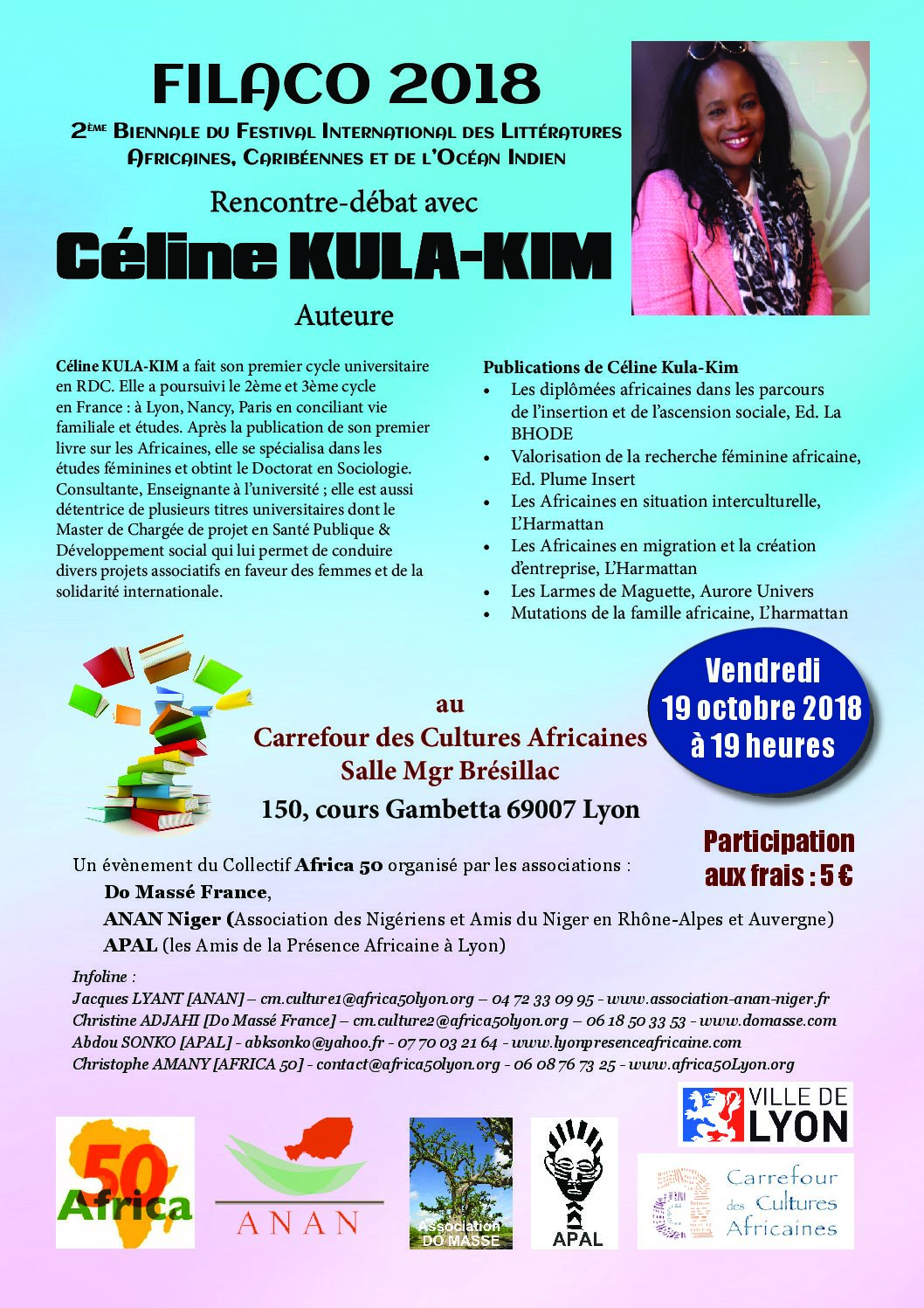 [LITTERATURE] Céline Kula Kim au FIALCO le 19 octobre 2018 au Carrefour des Cultures Africaines