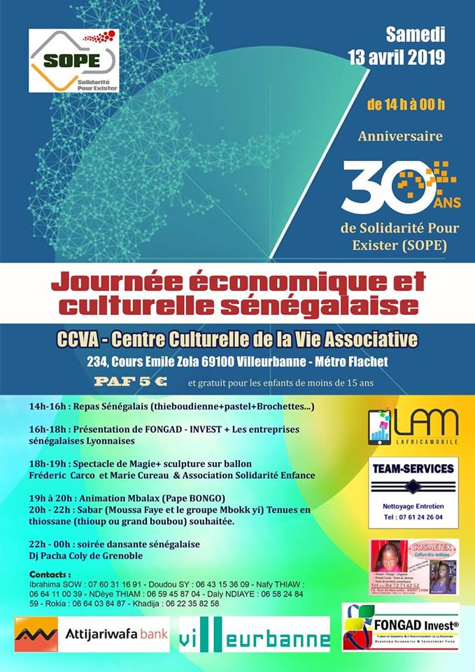 [SENEGAL] Journée économique et culturelle organisée par SOPE samedi 13 avril 2019 à Villeurbanne