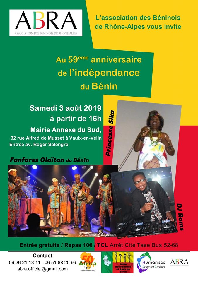 [BENIN] L’ABRA célèbre les 59 ans d’indépendance le samedi 3 août 2019 à Vaulx