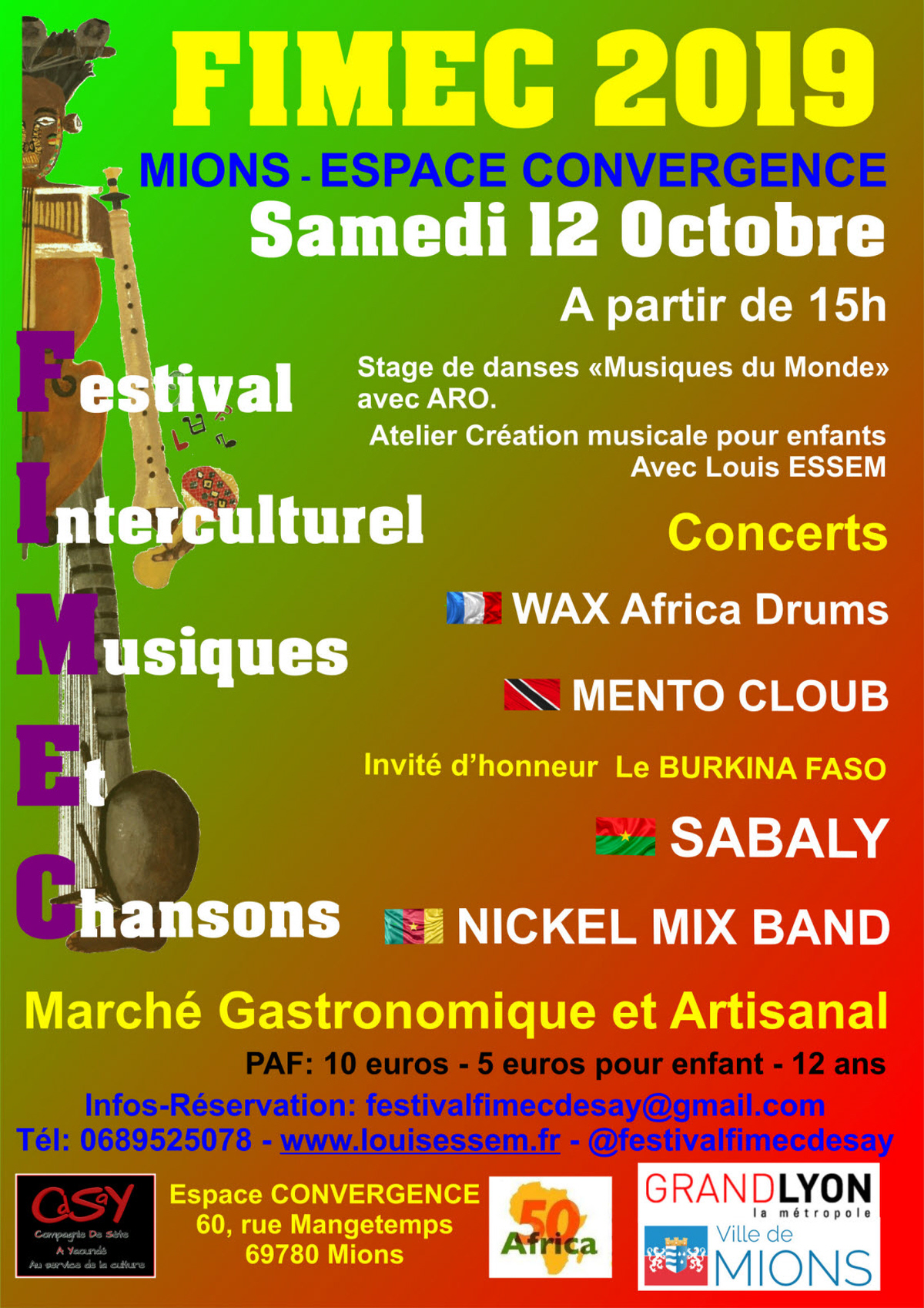 [CULTURE] 3e édition du FIMEC (Festival interculturel de Musiques et Chansons) à Mions (69) samedi 12 octobre 2019
