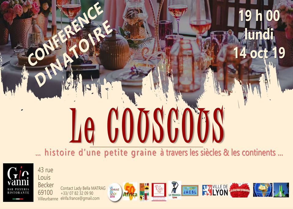 [DECOUVERTES] Conférence dînatoire « Histoire du couscous, histoire d’une graine à travers les siècles et les continents » lundi 14 octobre 2019 à Villeurbanne