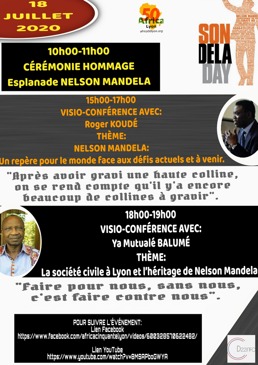 [MANDELA DAY] Hommage et visio-conférences samedi 18 juillet 2020 à Lyon