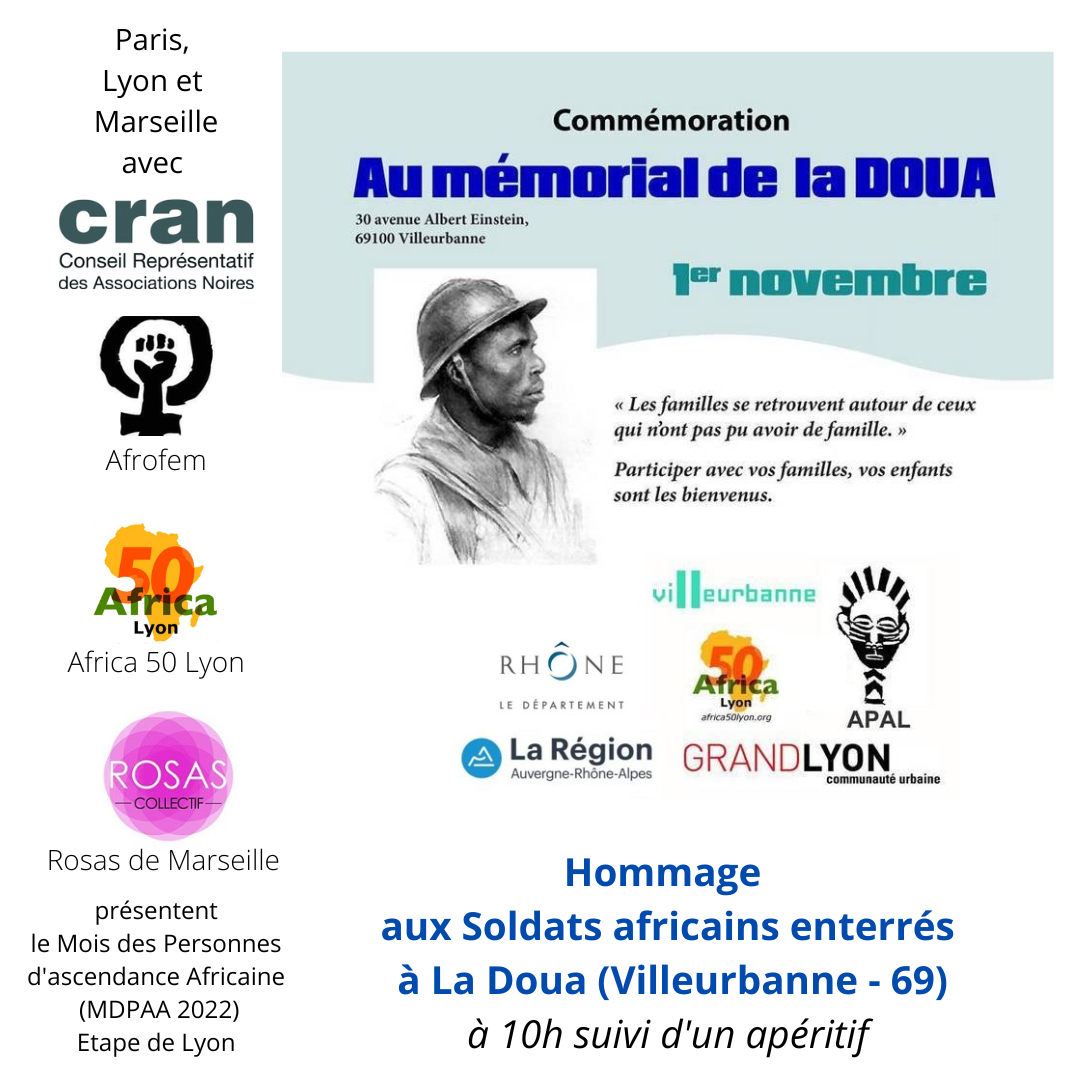 [MEMOIRE] Hommage aux Soldats africains enterrés à La Doua (Villeurbanne) mardi 1er novembre 2022