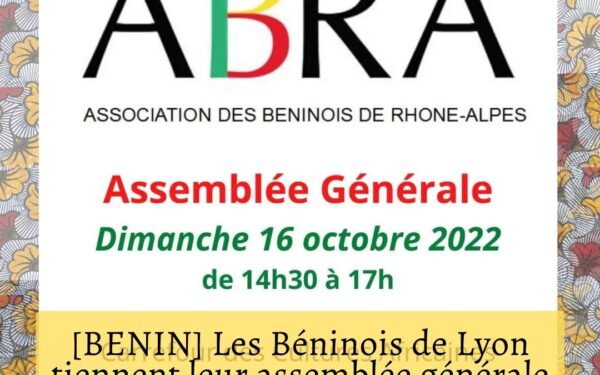 [BENIN] Les Béninois de Lyon tiennent leur assemblée générale dimanche 16 octobre 2022