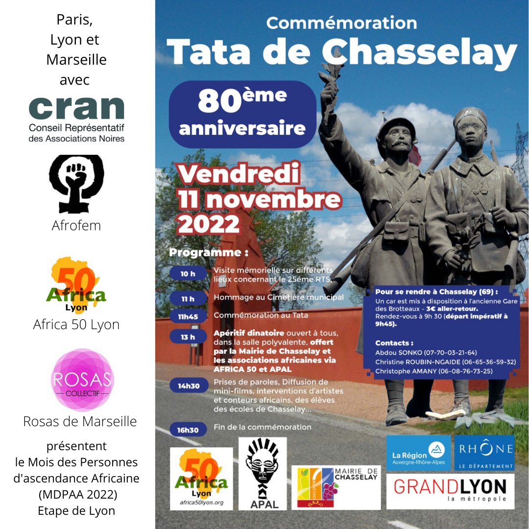[MEMOIRE] Les 80 ans du Tata de Chasselay (69) seront célébrés le vendredi 11 novembre 2022 en présence de l’acteur Jean Pascal ZADI