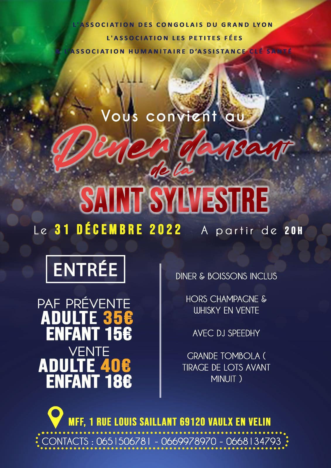 [CONGO] L’ACGL organise son traditionnel réveillon du nouvel an à Vaulx (69) samedi 31 décembre 2022