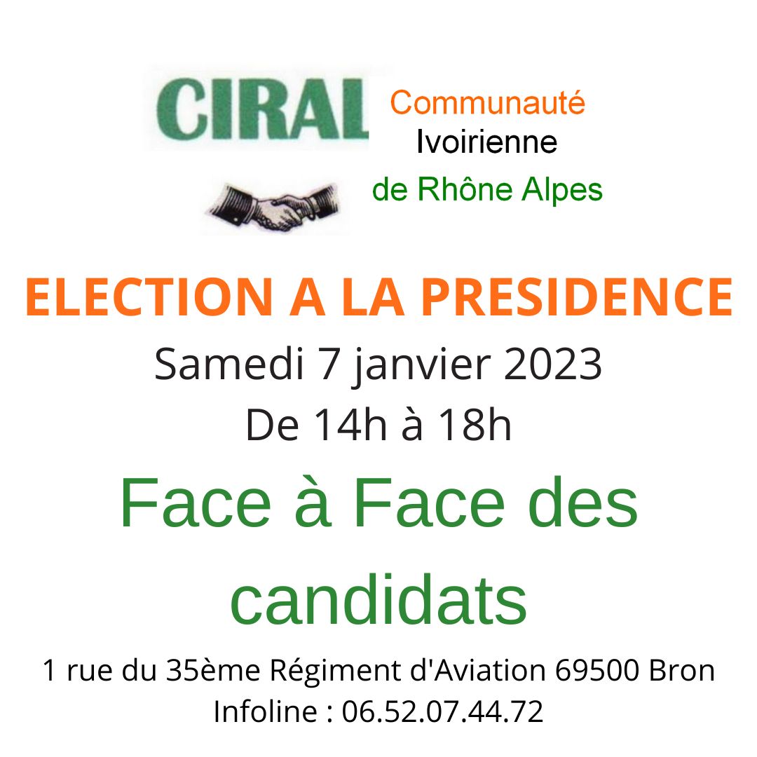 [COTE D’IVOIRE] Élection à la Présidence de la CIRAL : Face à face des candidats à Bron (69) samedi 7 janvier 2023